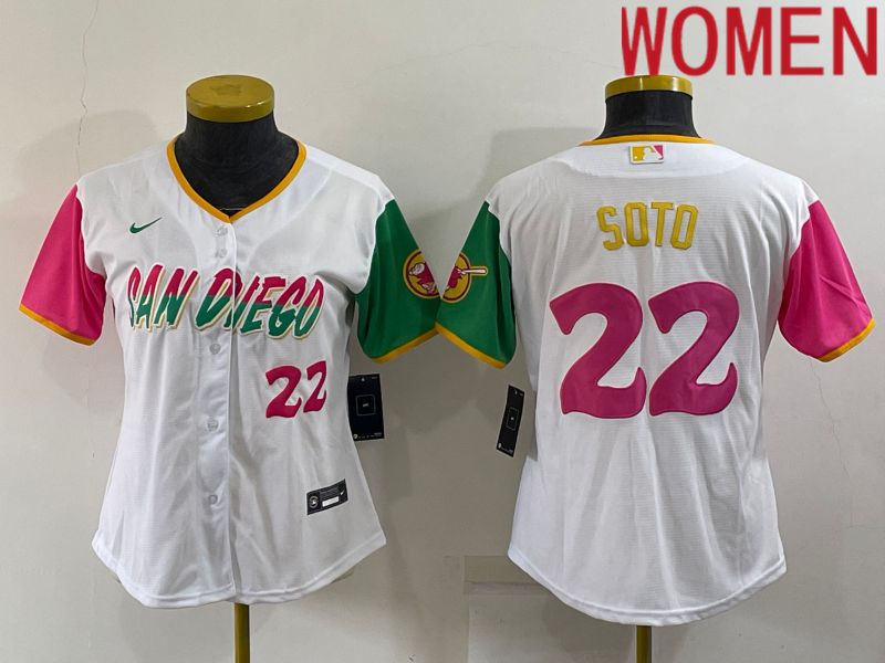 Women San Diego Padres 22 Soto White City Edition Game Nike 2022 MLB Jersey